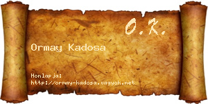Ormay Kadosa névjegykártya